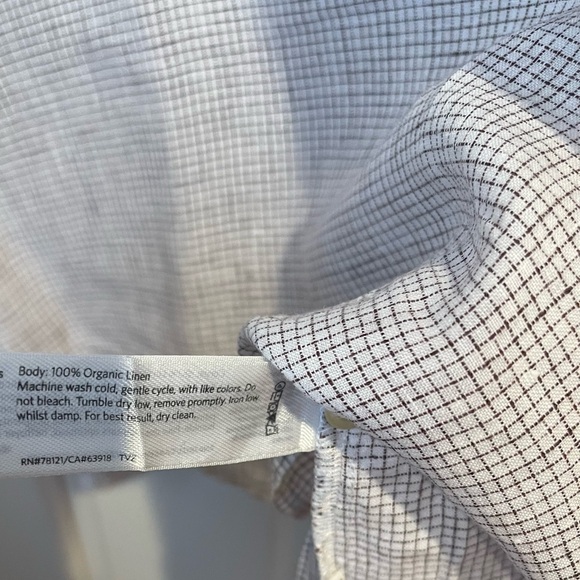 Eileen Fisher Organic Linen Brown and White Checkered Blouse M - Picture 4 of 5
